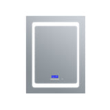 Lexora Bracciano 24-in x 36-in Lighted LED Fog Free Surface Mount Gray Mirrored Soft Close Medicine Cabinet