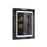 Lexora Bracciano 24-in x 36-in Lighted LED Fog Free Surface Mount Gray Mirrored Soft Close Medicine Cabinet
