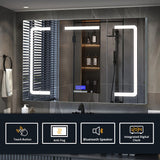 Lexora Lesina 48-in x 36-in Lighted LED Fog Free Surface Mount Gray Mirrored Soft Close Medicine Cabinet