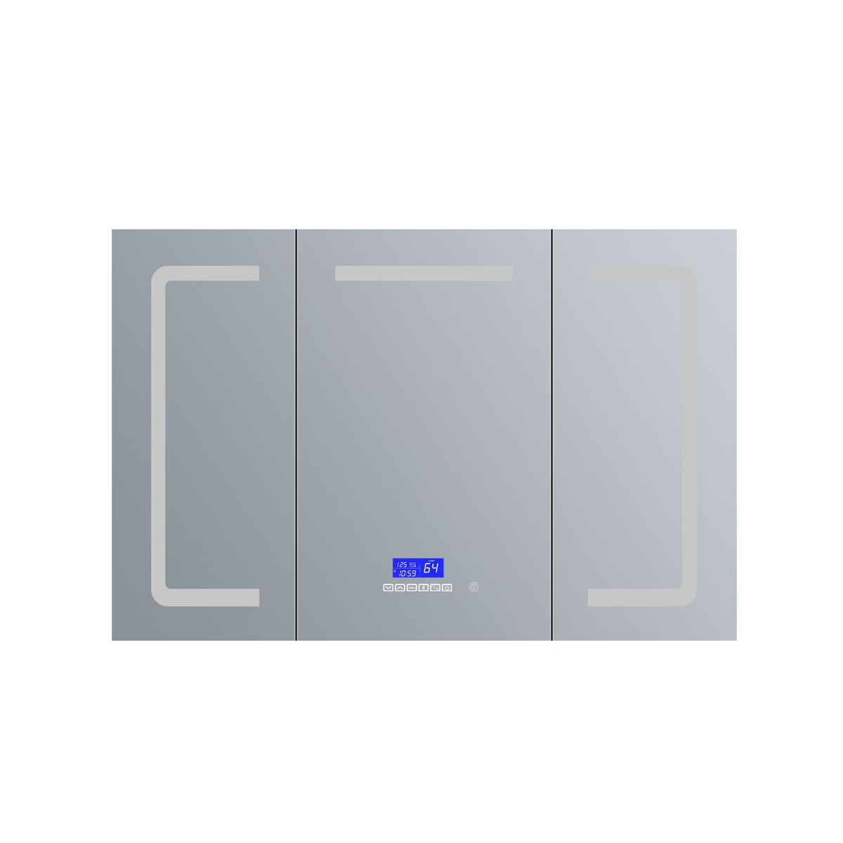 Lexora Lesina 48-in x 36-in Lighted LED Fog Free Surface Mount Gray Mirrored Soft Close Medicine Cabinet