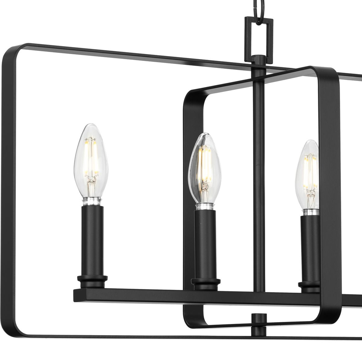 Progress Lighting McColl 6-Light Matte Black Transitional Linear Large Hanging Kitchen Island Light