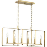 Progress Lighting McColl 6-Light Vintage Brass Transitional Linear Large Hanging Kitchen Island Light