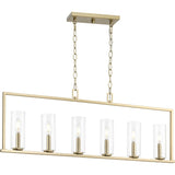 Progress Lighting Glennaire 6-Light Brushed Gold Modern/Contemporary Clear Glass Linear Large Hanging Kitchen Island Light