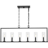 Progress Lighting Glennaire 6-Light Matte Black Modern/Contemporary Clear Glass Linear Large Hanging Kitchen Island Light