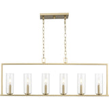 Progress Lighting Glennaire 6-Light Brushed Gold Modern/Contemporary Clear Glass Linear Large Hanging Kitchen Island Light