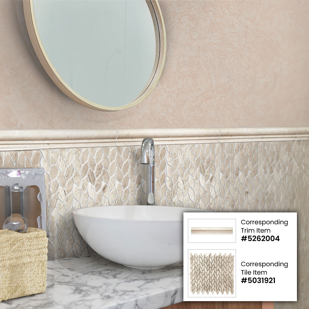 Apollo Tile 10-Pack Beige 2-in x 12-in Marble Chair Rail Tile (1.667-sq. ft/ Carton)
