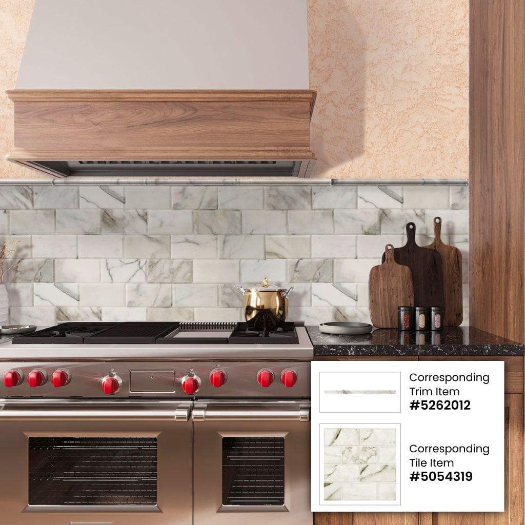 Apollo Tile 10-Pack Snow White 1-in x 12-in Marble Pencil Tile (0.667-sq. ft/ Carton)