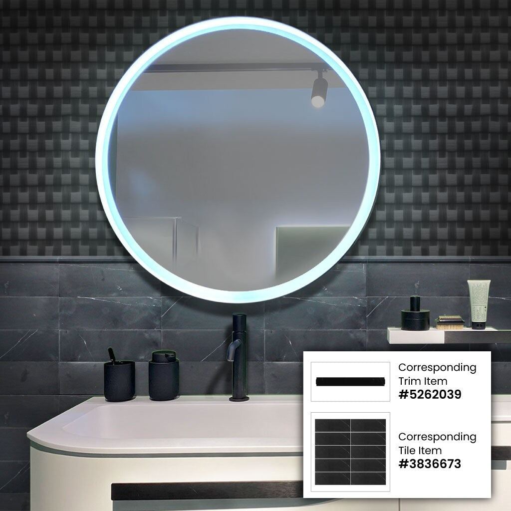 Apollo Tile 10-Pack Dark Black 1-in x 12-in Marble Pencil Tile (0.667-sq. ft/ Carton)