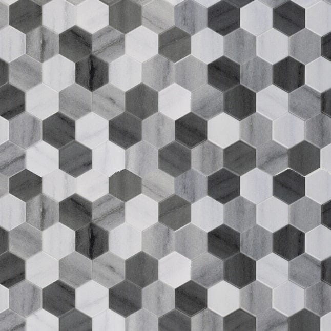 Peel&Stick Mosaics Peel and Stick Hex Elements Gray 12-in x 12-in Metallic PVC Hexagon Patterned Peel and Stick Wall Tile (0.978-sq. ft/ Piece)