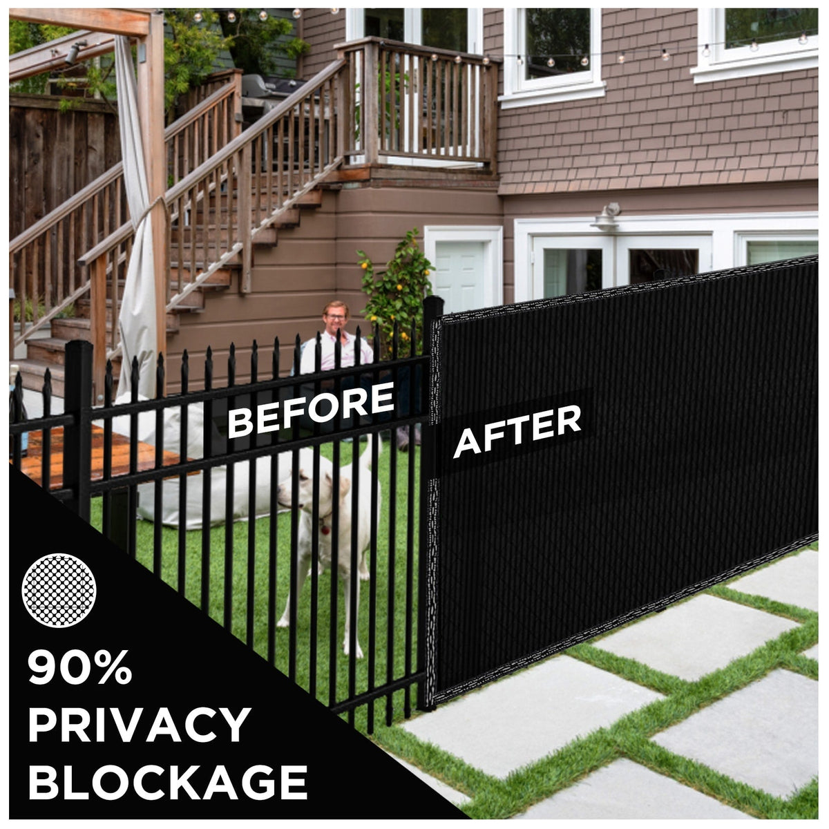 BOEN 4-ft H x 50-ft W Black Polyethelene Chain Link Fence Screen