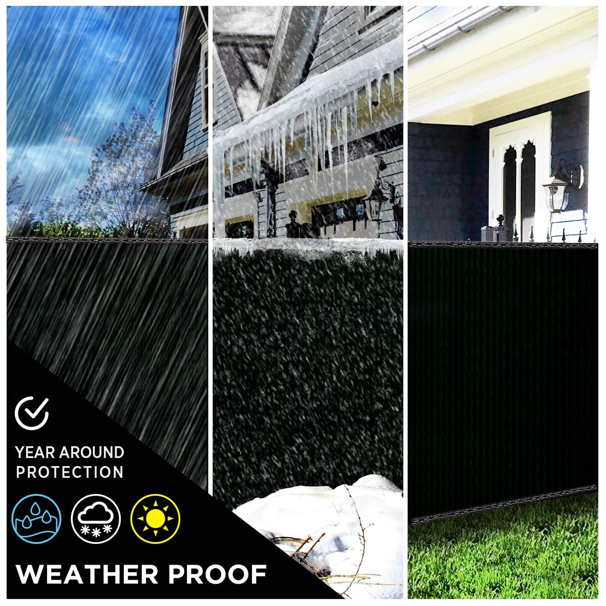 BOEN 6-ft H x 50-ft W Black Polyethelene Chain Link Fence Screen