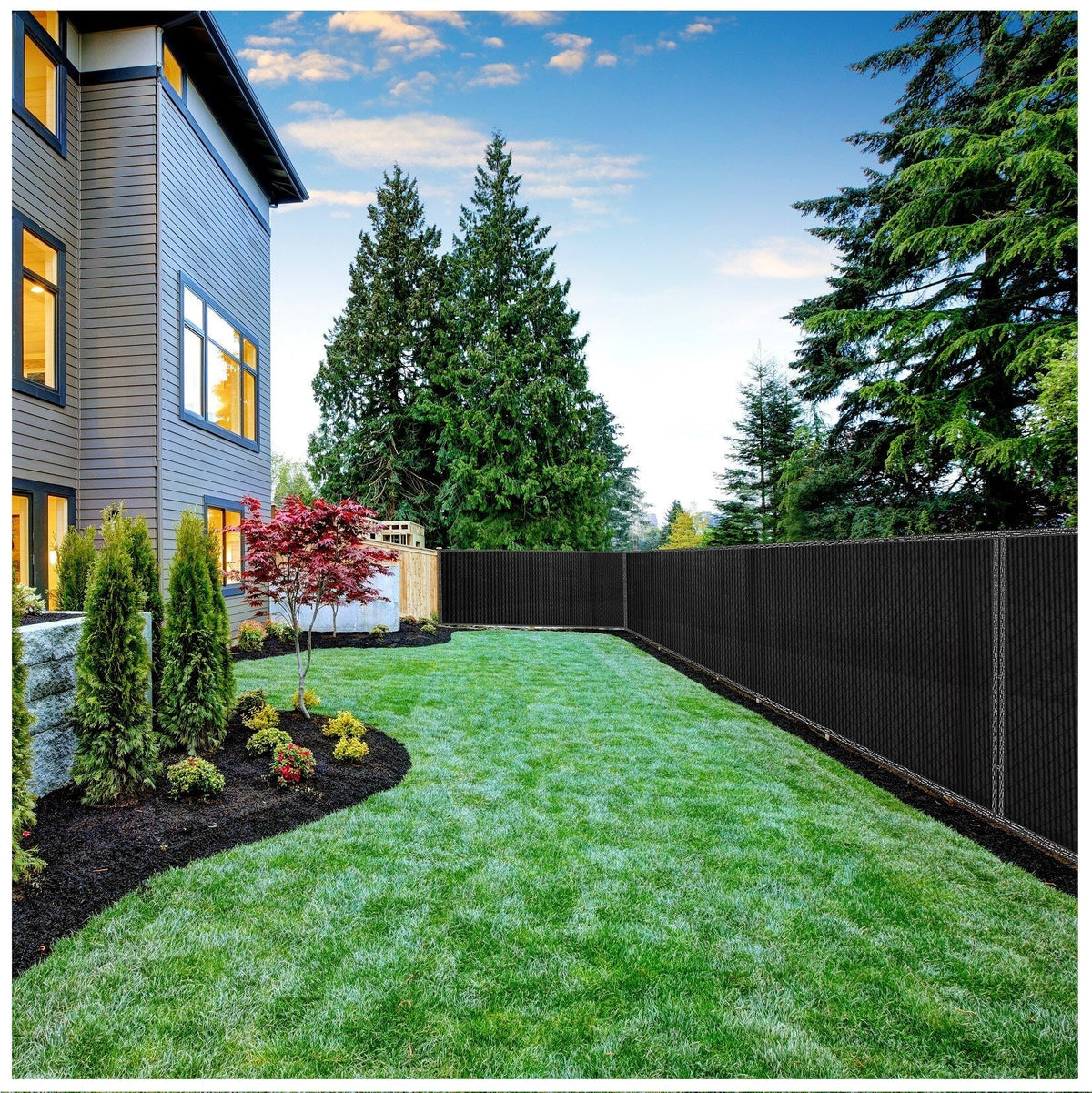 BOEN 6-ft H x 50-ft W Black Polyethelene Chain Link Fence Screen