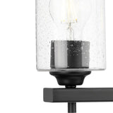 Progress Lighting Morehouse 5-Light Matte Black Modern/Contemporary Seeded Glass Linear Large Hanging Kitchen Island Light