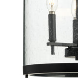 Progress Lighting Morehouse 3-Light Matte Black Transitional Seeded Glass Cylinder Medium Hanging Pendant Light