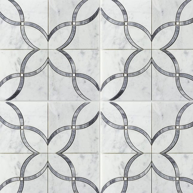 Boutique Stone Palazzo Pearl Gray 12-in x 12-in Polished Natural Stone Marble Ogee Patterned Floor and Wall Tile (1.001-sq. ft/ Piece)