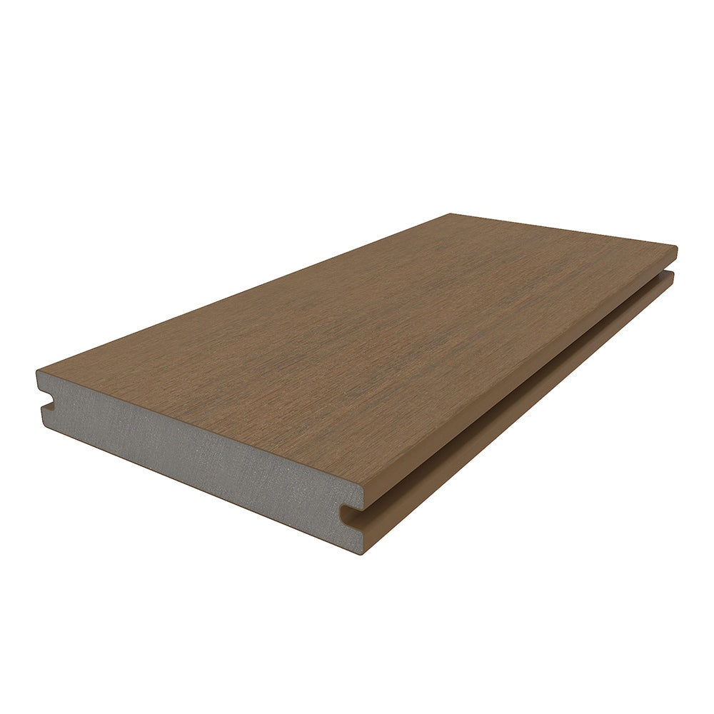 NewTechWood Magellan Solid Board with Groove 1-in x 6-in x 8-ft Peruvian Teak Grooved Composite Deck Board