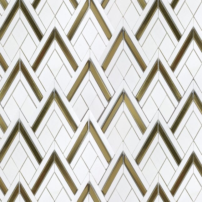 Boutique Stone Hampton Ridge Gold 13-in x 14-in Polished Natural Stone Marble Diamond Patterned Wall Tile (1.326-sq. ft/ Piece)