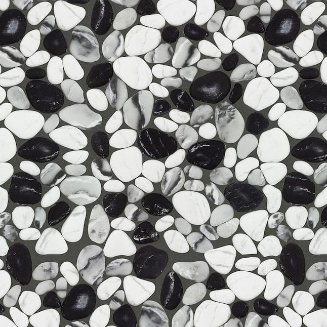 Boutique Ceramic Black Tie 12-in x 12-in Carrara-look Recycled Glass Pebble Marble Look Floor and Wall Tile (0.998-sq. ft/ Piece)