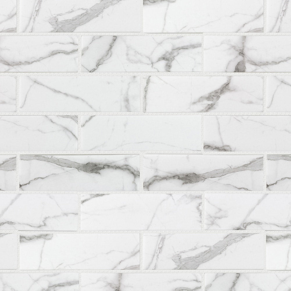 Elida Ceramica Villa Grande White 12-in x 15-in Honed Recycled glass Marble look Mosaic Floor and Wall Tile product image