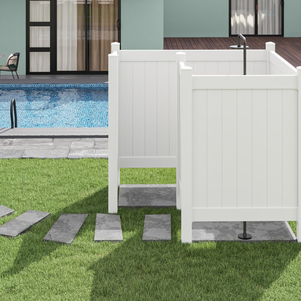 Freedom 5-ft H x 3.5-ft W White Privacy Vinyl Flat-top Fence Panel (Unassembled)