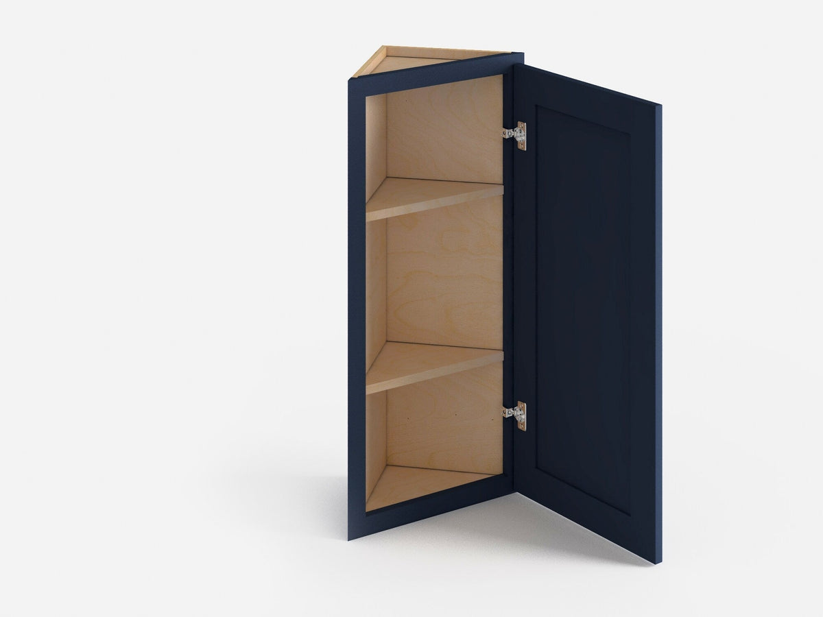 Valleywood Cabinetry 12-in W x 42-in H x 12-in D Marine Blue Birch Diagonal Corner Wall Ready To Assemble Plywood Cabinet (Flat Panel Shaker Style)