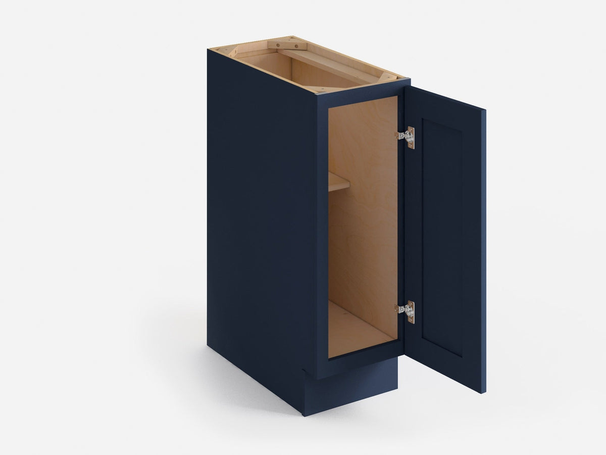 Valleywood Cabinetry 9-in W x 34.5-in H x 24-in D Marine Blue Birch Base Ready To Assemble Plywood Cabinet (Flat Panel Shaker Door Style)