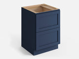 Valleywood Cabinetry 24-in W x 34.5-in H x 24-in D Marine Blue Birch 2-Drawer Base Ready To Assemble Plywood Cabinet (Flat Panel Style)