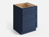Valleywood Cabinetry 30-in W x 34.5-in H x 24-in D Marine Blue Birch 3-Drawer Base Ready To Assemble Plywood Cabinet (Flat Panel Style)