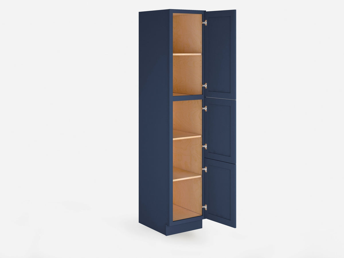 Valleywood Cabinetry 18-in W x 90-in H x 24-in D Marine Blue Birch Pantry Ready To Assemble Plywood Cabinet (Flat Panel Shaker Door Style)
