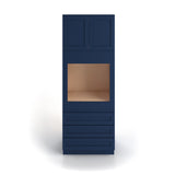 Valleywood Cabinetry 33-in W x 96-in H x 24-in D Marine Blue Birch 3-Drawers Single or Double Oven Pantry Ready To Assemble Plywood Cabinet (Flat Panel Shaker Style)