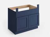 Valleywood Cabinetry 36-in W x 34.5-in H x 24-in D Marine Blue Birch Apron Front Sink Base Ready To Assemble Plywood Cabinet (Flat Panel Shaker Style)