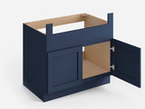 Valleywood Cabinetry 36-in W x 34.5-in H x 24-in D Marine Blue Birch Apron Front Sink Base Ready To Assemble Plywood Cabinet (Flat Panel Shaker Style)