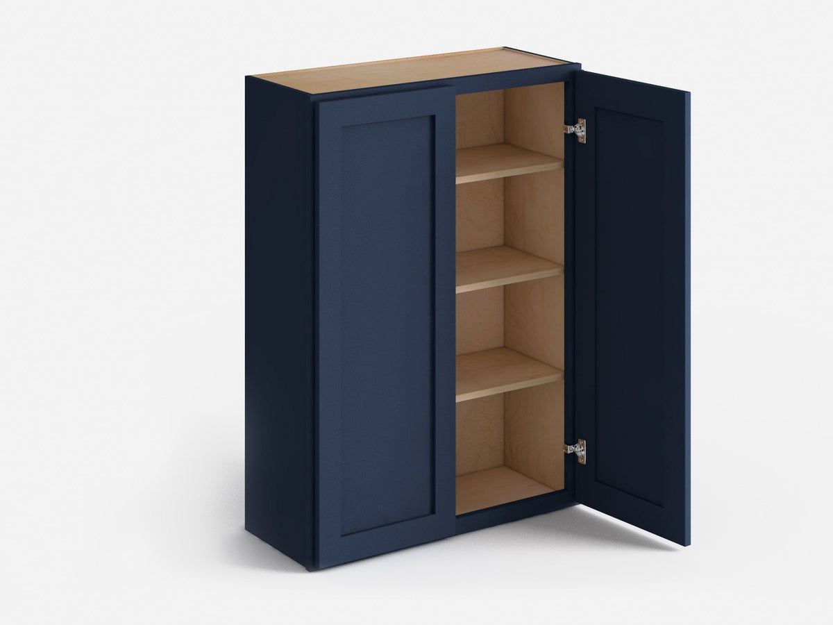 Valleywood Cabinetry 30-in W x 36-in H x 12-in D Marine Blue Birch Wall Ready To Assemble Plywood Cabinet (Flat Panel Shaker Door Style)