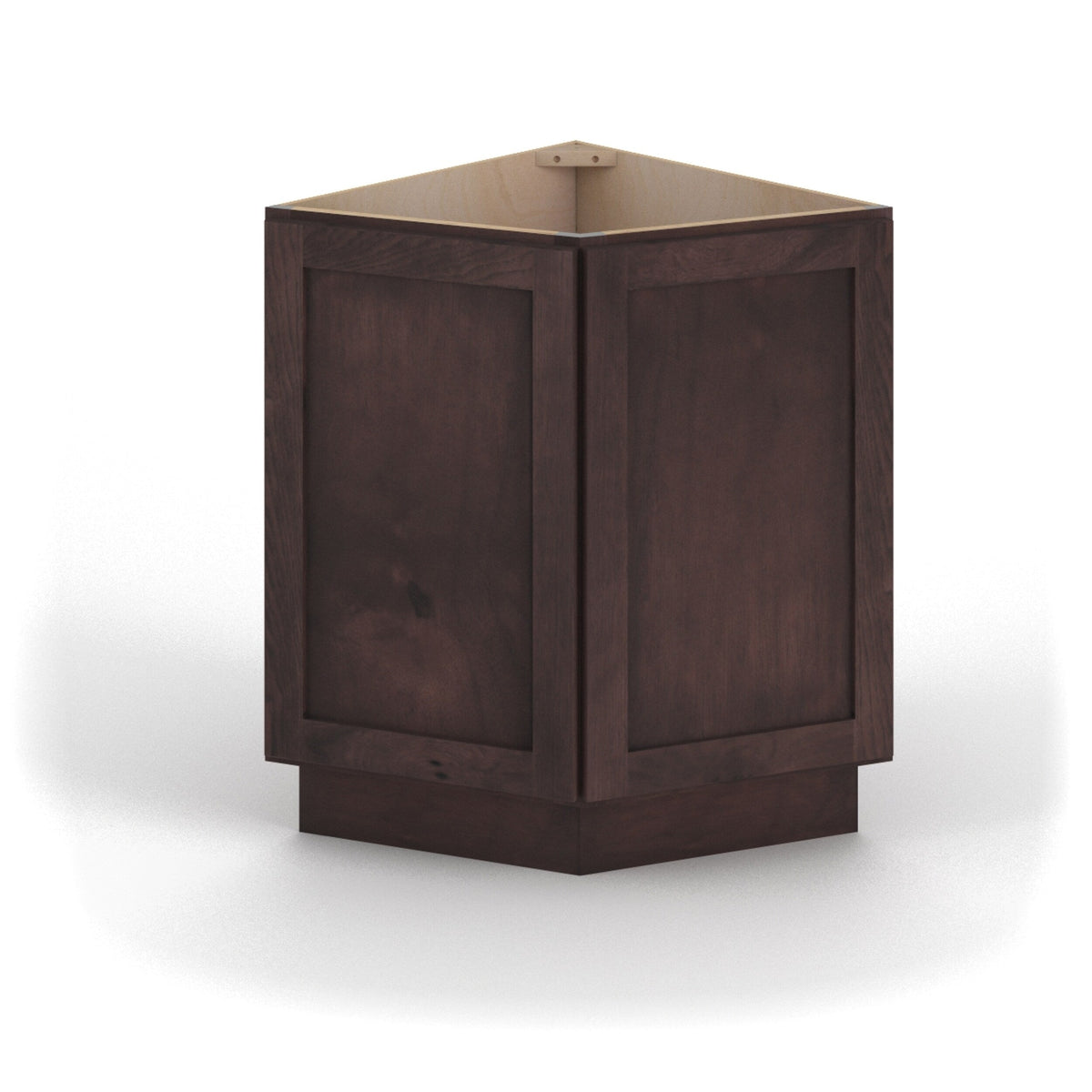 Valleywood Cabinetry 24-in W x 34.5-in H x 24-in D Rustic Hickory Diagonal Corner Base Ready To Assemble Plywood Cabinet (Flat Panel Shaker Style)