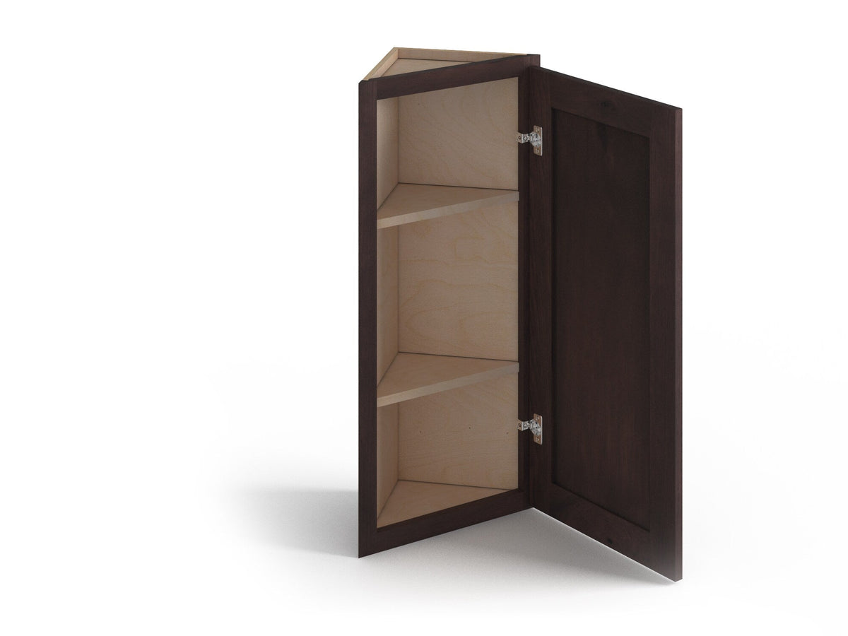 Valleywood Cabinetry 12-in W x 42-in H x 12-in D Rustic Hickory Diagonal Corner Wall Ready To Assemble Plywood Cabinet (Flat Panel Shaker Style)