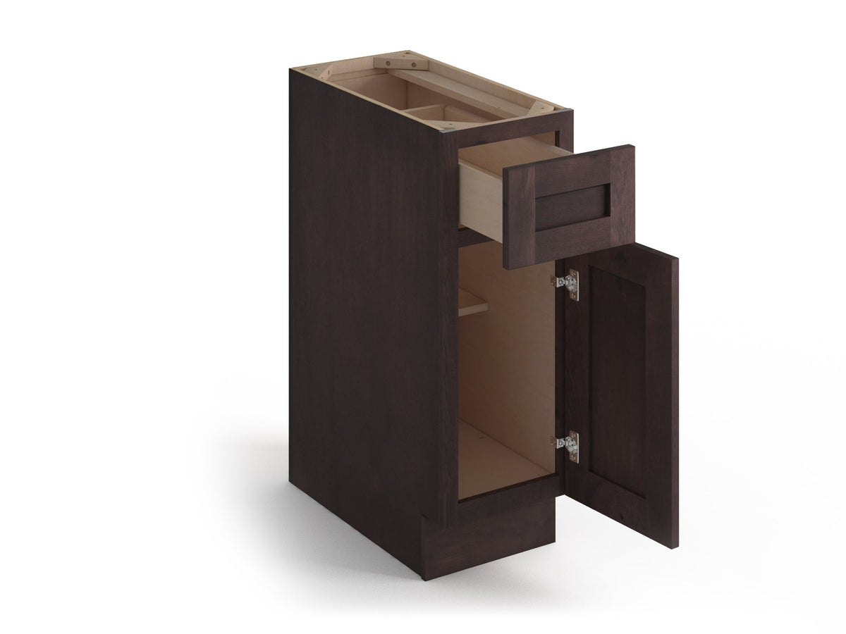 Valleywood Cabinetry 18-in W x 34.5-in H x 24-in D Rustic Hickory 1-Drawer Base Ready To Assemble Plywood Cabinet (Flat Panel Shaker Style)