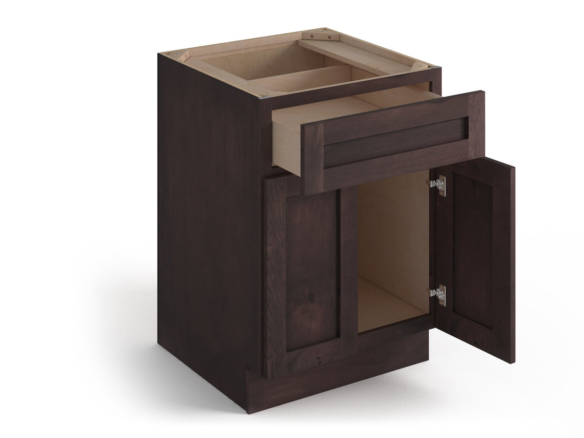 Valleywood Cabinetry 30-in W x 34.5-in H x 24-in D Rustic Hickory 1-Drawer Base Ready To Assemble Plywood Cabinet (Flat Panel Shaker Style)