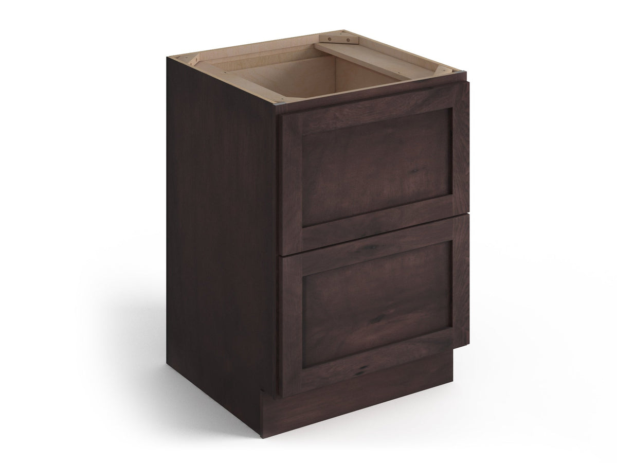 Valleywood Cabinetry 24-in W x 34.5-in H x 24-in D Rustic Hickory 2-Drawer Base Ready To Assemble Plywood Cabinet (Flat Panel Style)