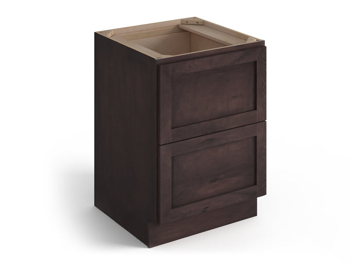 Valleywood Cabinetry 24-in W x 34.5-in H x 24-in D Rustic Hickory 2-Drawer Base Ready To Assemble Plywood Cabinet (Flat Panel Style)