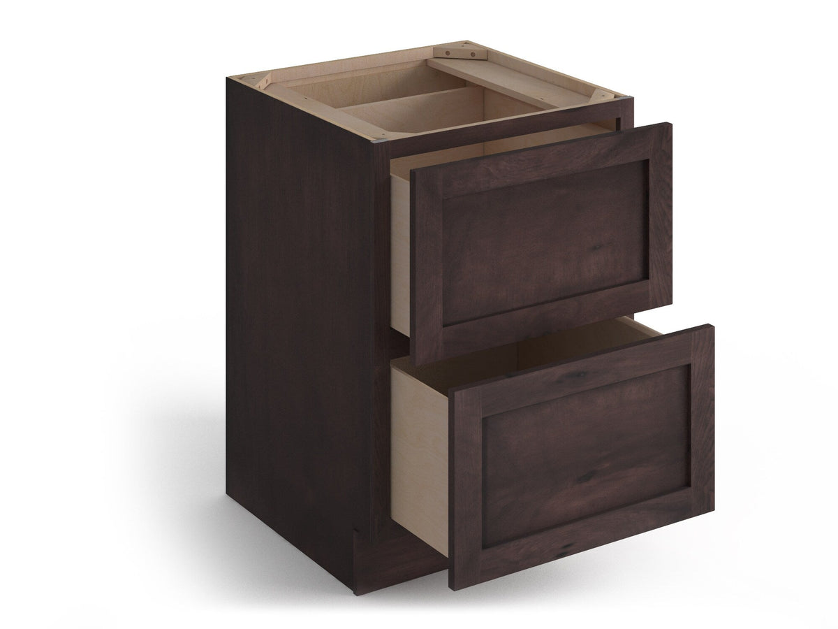 Valleywood Cabinetry 24-in W x 34.5-in H x 24-in D Rustic Hickory 2-Drawer Base Ready To Assemble Plywood Cabinet (Flat Panel Style)