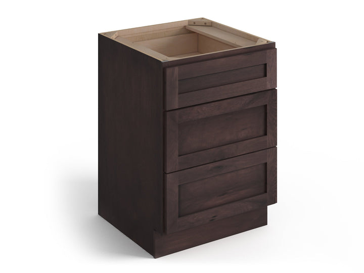 Valleywood Cabinetry 36-in W x 34.5-in H x 24-in D Rustic Hickory 3-Drawer Base Ready To Assemble Plywood Cabinet (Flat Panel Style)