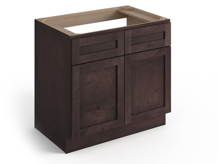 Valleywood Cabinetry 36-in W x 34.5-in H x 24-in D Rustic Hickory Sink Base Ready To Assemble Plywood Cabinet (Flat Panel Shaker Style)