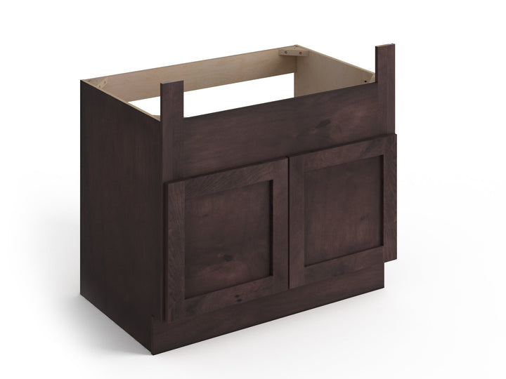 Valleywood Cabinetry 36-in W x 34.5-in H x 24-in D Rustic Hickory Apron Front Sink Base Ready To Assemble Plywood Cabinet (Flat Panel Shaker Style)
