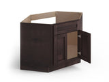 Valleywood Cabinetry 42-in W x 34.5-in H x 24-in D Rustic Hickory Diagonal Sink Base Ready To Assemble Plywood Cabinet (Flat Panel Shaker Style)