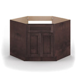 Valleywood Cabinetry 42-in W x 34.5-in H x 24-in D Rustic Hickory Diagonal Sink Base Ready To Assemble Plywood Cabinet (Flat Panel Shaker Style)