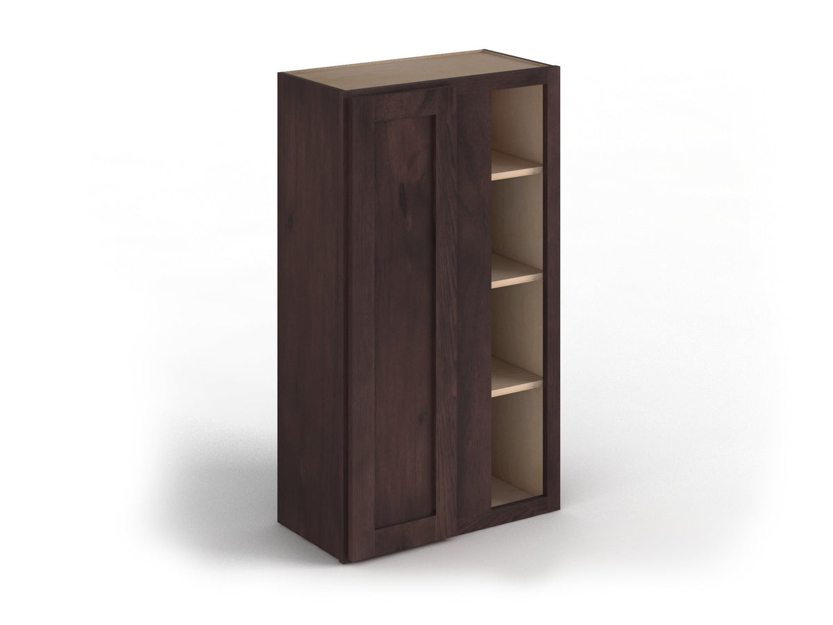 Valleywood Cabinetry 27-in W x 36-in H x 12-in D Rustic Hickory Blind Corner Wall Ready To Assemble Plywood Cabinet (Flat Panel Shaker Style)