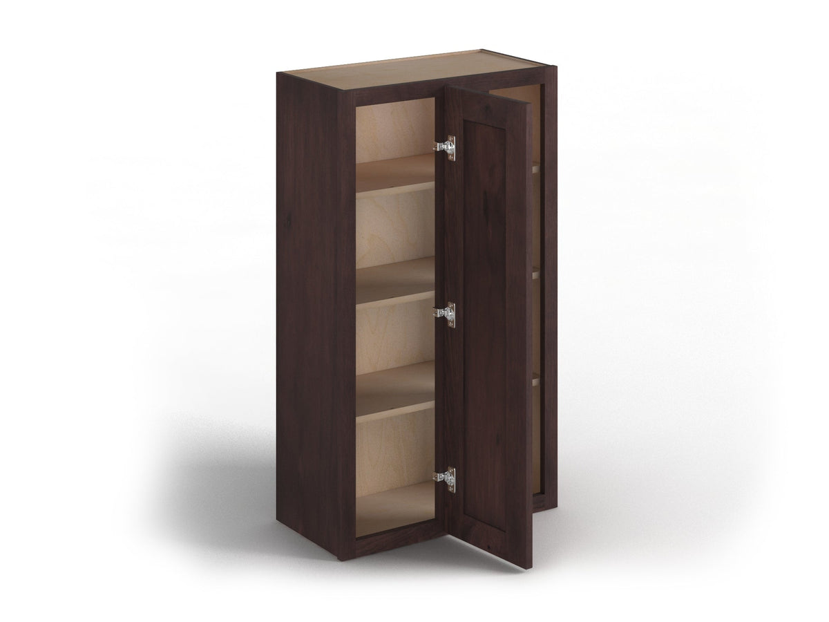 Valleywood Cabinetry 27-in W x 36-in H x 12-in D Rustic Hickory Blind Corner Wall Ready To Assemble Plywood Cabinet (Flat Panel Shaker Style)