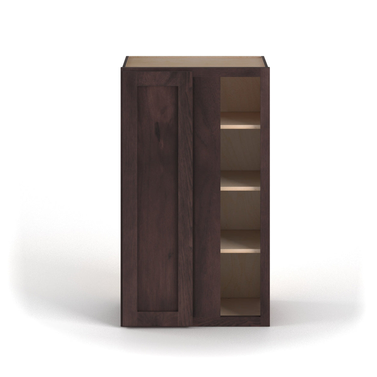 Valleywood Cabinetry 27-in W x 36-in H x 12-in D Rustic Hickory Blind Corner Wall Ready To Assemble Plywood Cabinet (Flat Panel Shaker Style)