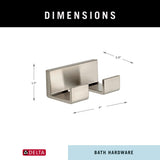 Delta Vero Double Towel Hook in Brilliance Stainless Steel, 1.7 in H x 4 in W x 2.3 in D
