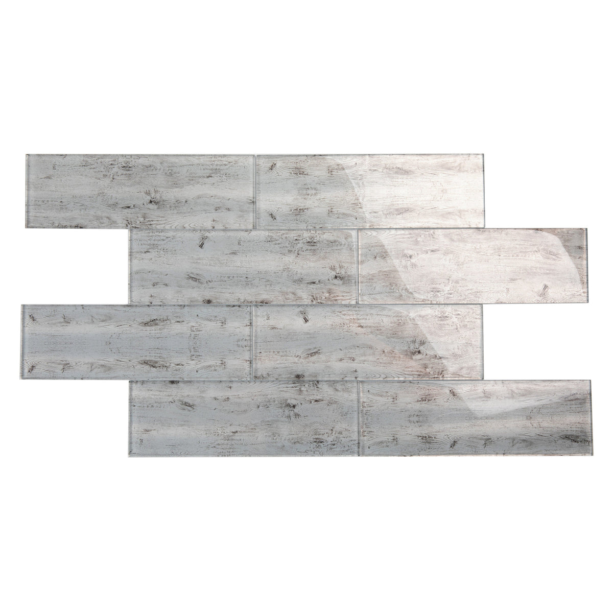 Giorbello Silver Cedar 4-in x 12-in Glossy Glass Wood Look Wall Tile (5-sq. ft/ Carton)